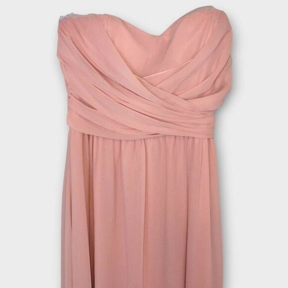 Lulus Maxi Gown Sz M Royal Engagement Strapless Blush Pink Dress Wedding Glamour - Picture 4 of 15